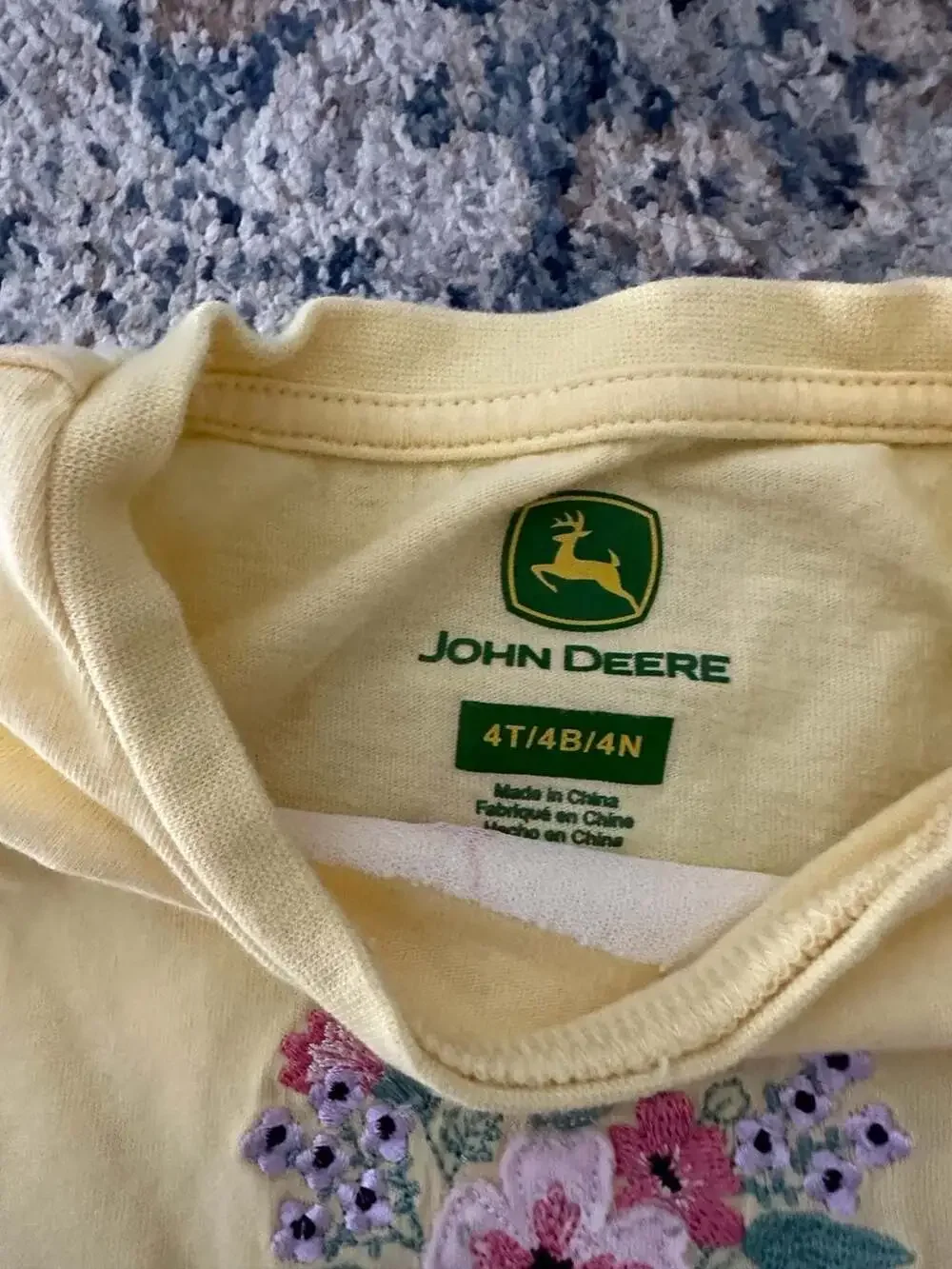 John Deere Floral Toddler Girls T-Shirt and French Terry Shorts Outfit Set Size